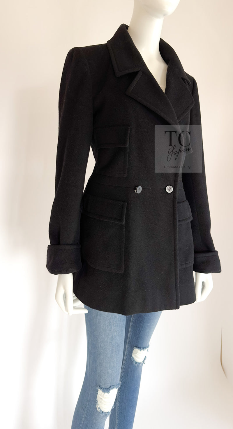 CHANEL 01A Vintage Black Cashmere Double Jacket Coat 38 シャネル ヴィンテージ ブラック カシミア ダブル ジャケット コート 即発