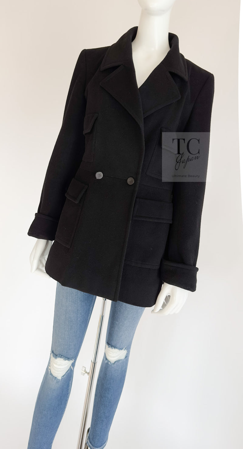 CHANEL 01A Vintage Black Cashmere Double Jacket Coat 38 シャネル ヴィンテージ ブラック カシミア ダブル ジャケット コート 即発