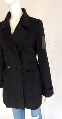 CHANEL 01A Vintage Black Cashmere Double Jacket Coat 38 シャネル ヴィンテージ ブラック カシミア ダブル ジャケット コート 即発