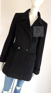 CHANEL 01A Vintage Black Cashmere Double Jacket Coat 38 シャネル ヴィンテージ ブラック カシミア ダブル ジャケット コート 即発
