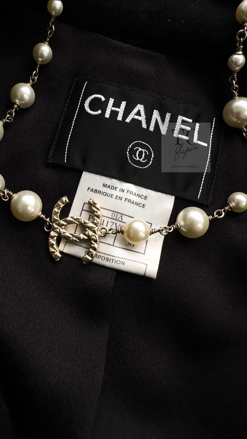 CHANEL 01A Vintage Black Cashmere Double Jacket Coat 38 シャネル ヴィンテージ ブラック カシミア ダブル ジャケット コート 即発