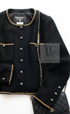 CHANEL 95A Vintage Black Gold Chain Trim Tweed Jacket 38 シャネル ヴィンテージ ブラック ゴールドチェーン トリミング ツイード ジャケット 即発