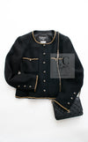 CHANEL 95A Vintage Black Gold Chain Trim Tweed Jacket 38 シャネル ヴィンテージ ブラック ゴールドチェーン トリミング ツイード ジャケット 即発