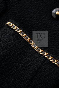 CHANEL 95A Vintage Black Gold Chain Trim Tweed Jacket 38 シャネル ヴィンテージ ブラック ゴールドチェーン トリミング ツイード ジャケット 即発