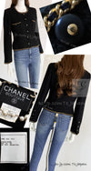 CHANEL 95A Vintage Black Gold Chain Trim Tweed Jacket 38 シャネル ヴィンテージ ブラック ゴールドチェーン トリミング ツイード ジャケット 即発