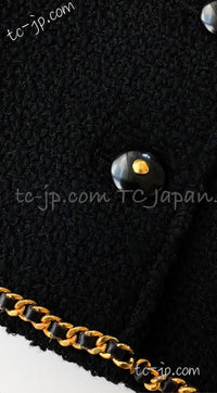 CHANEL 95A Vintage Black Gold Chain Trim Tweed Jacket 38 シャネル ヴィンテージ ブラック ゴールドチェーン トリミング ツイード ジャケット 即発