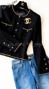 CHANEL 95A Vintage Black Gold Chain Trim Tweed Jacket 38 シャネル ヴィンテージ ブラック ゴールドチェーン トリミング ツイード ジャケット 即発