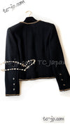 CHANEL 95A Vintage Black Gold Chain Trim Tweed Jacket 38 シャネル ヴィンテージ ブラック ゴールドチェーン トリミング ツイード ジャケット 即発