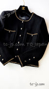 CHANEL 95A Vintage Black Gold Chain Trim Tweed Jacket 38 シャネル ヴィンテージ ブラック ゴールドチェーン トリミング ツイード ジャケット 即発