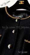 CHANEL 95A Vintage Black Gold Chain Trim Tweed Jacket 38 シャネル ヴィンテージ ブラック ゴールドチェーン トリミング ツイード ジャケット 即発