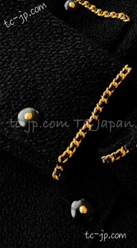 CHANEL 95A Vintage Black Gold Chain Trim Tweed Jacket 38 シャネル ヴィンテージ ブラック ゴールドチェーン トリミング ツイード ジャケット 即発