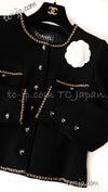 CHANEL 95A Vintage Black Gold Chain Trim Tweed Jacket 38 シャネル ヴィンテージ ブラック ゴールドチェーン トリミング ツイード ジャケット 即発