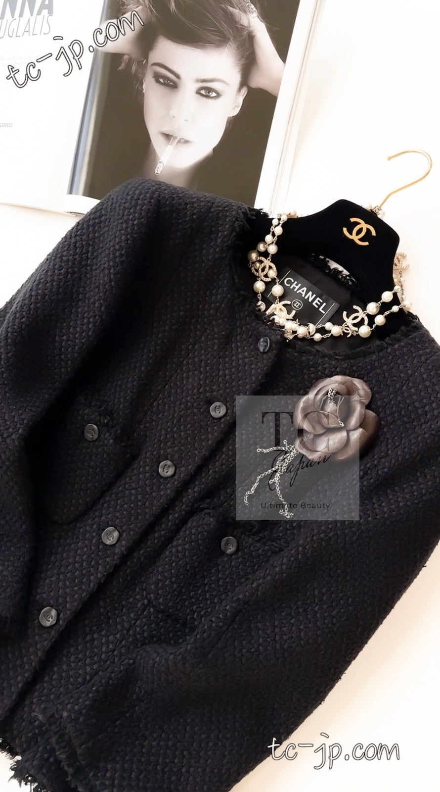 シャネル ジャケット スーツ CHANEL ブラック シルク コットン ノー