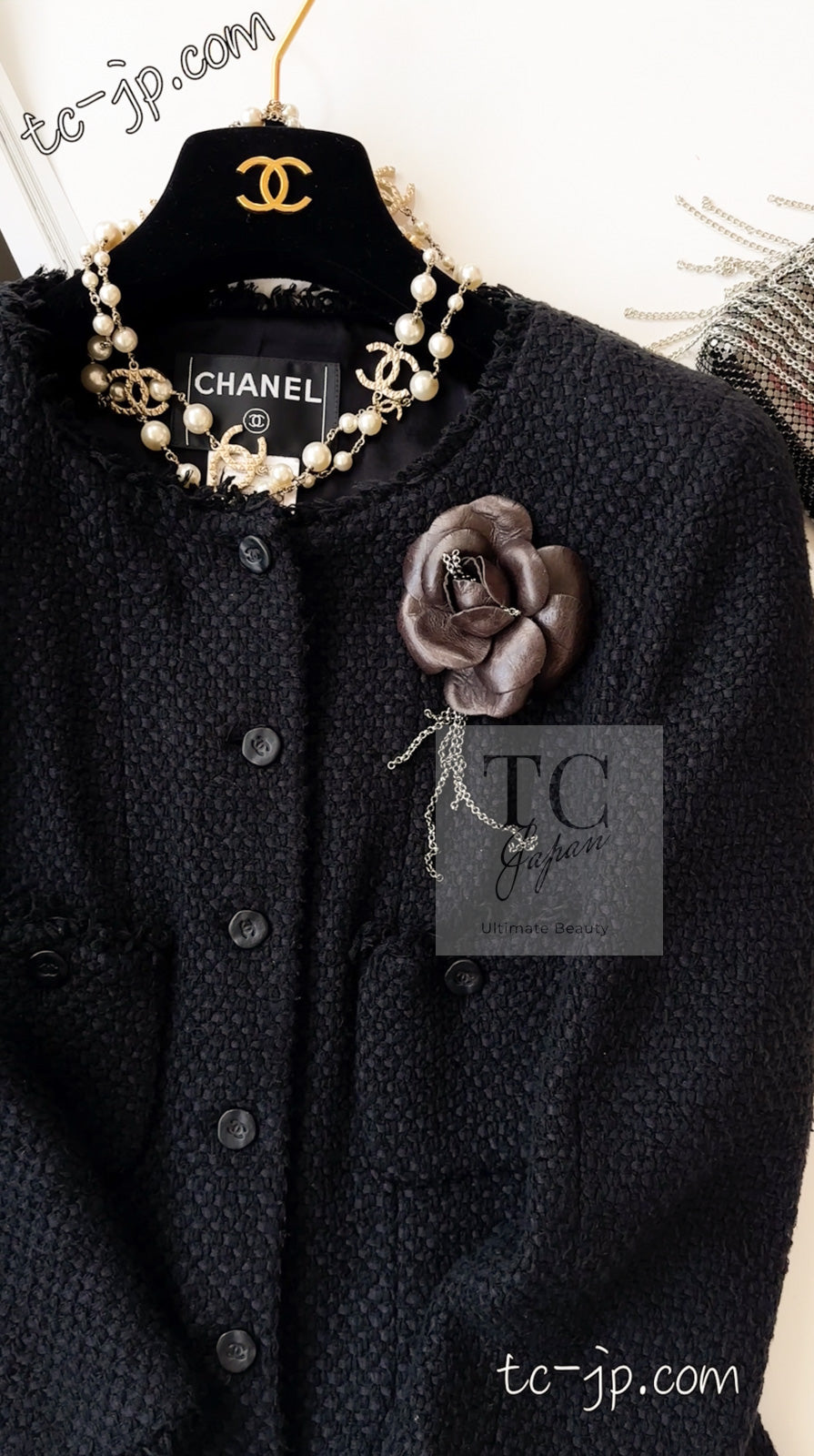 シャネル ジャケット スーツ CHANEL ブラック シルク コットン ノー