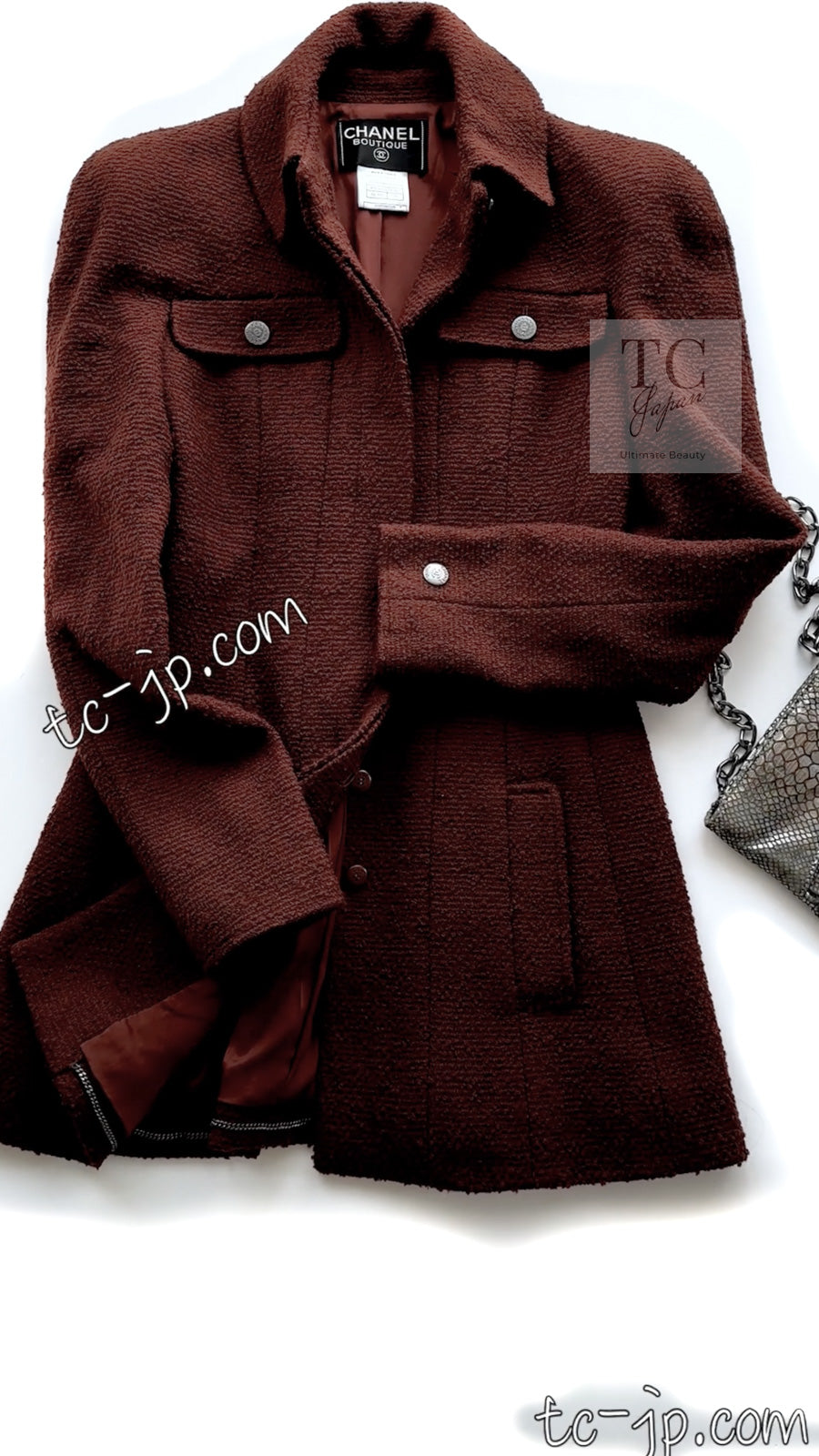 CHANEL 97A Vintage Choco Brown Wool Tweed Jacket 36 38 シャネル ヴィンテージ チョコ ブラウン ウール ツイード ジャケット 即発