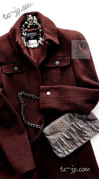 CHANEL 97A Vintage Choco Brown Wool Tweed Jacket 36 38 シャネル ヴィンテージ チョコ ブラウン ウール ツイード ジャケット 即発