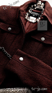 CHANEL 97A Vintage Choco Brown Wool Tweed Jacket 36 38 シャネル ヴィンテージ チョコ ブラウン ウール ツイード ジャケット 即発