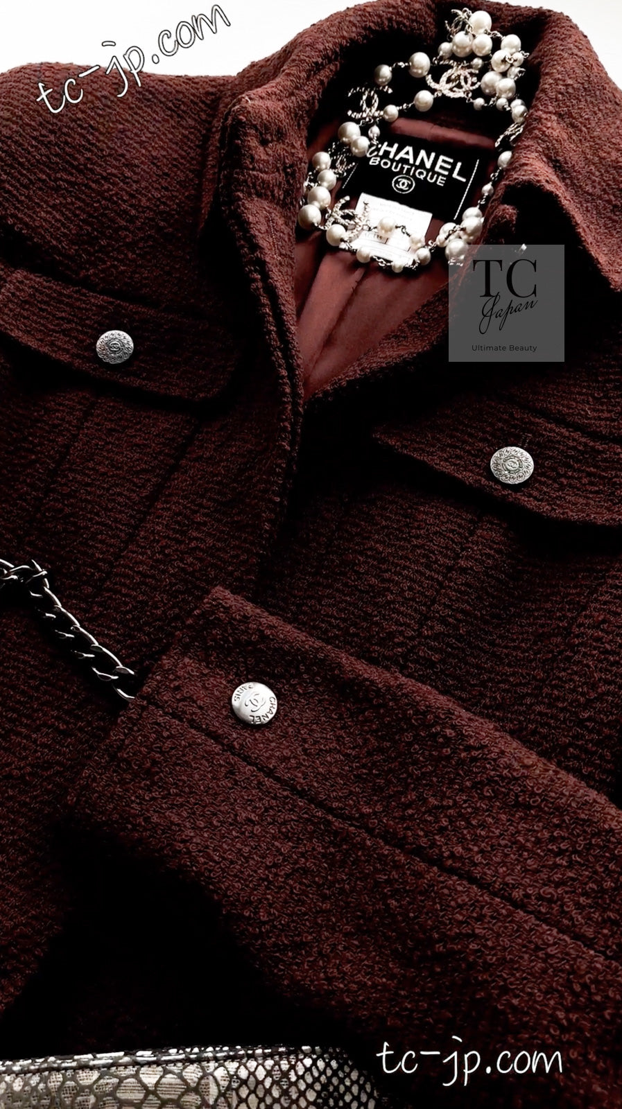 CHANEL 97A Vintage Choco Brown Wool Tweed Jacket 36 38 シャネル ヴィンテージ チョコ ブラウン ウール ツイード ジャケット 即発