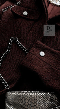 CHANEL 97A Vintage Choco Brown Wool Tweed Jacket 36 38 シャネル ヴィンテージ チョコ ブラウン ウール ツイード ジャケット 即発