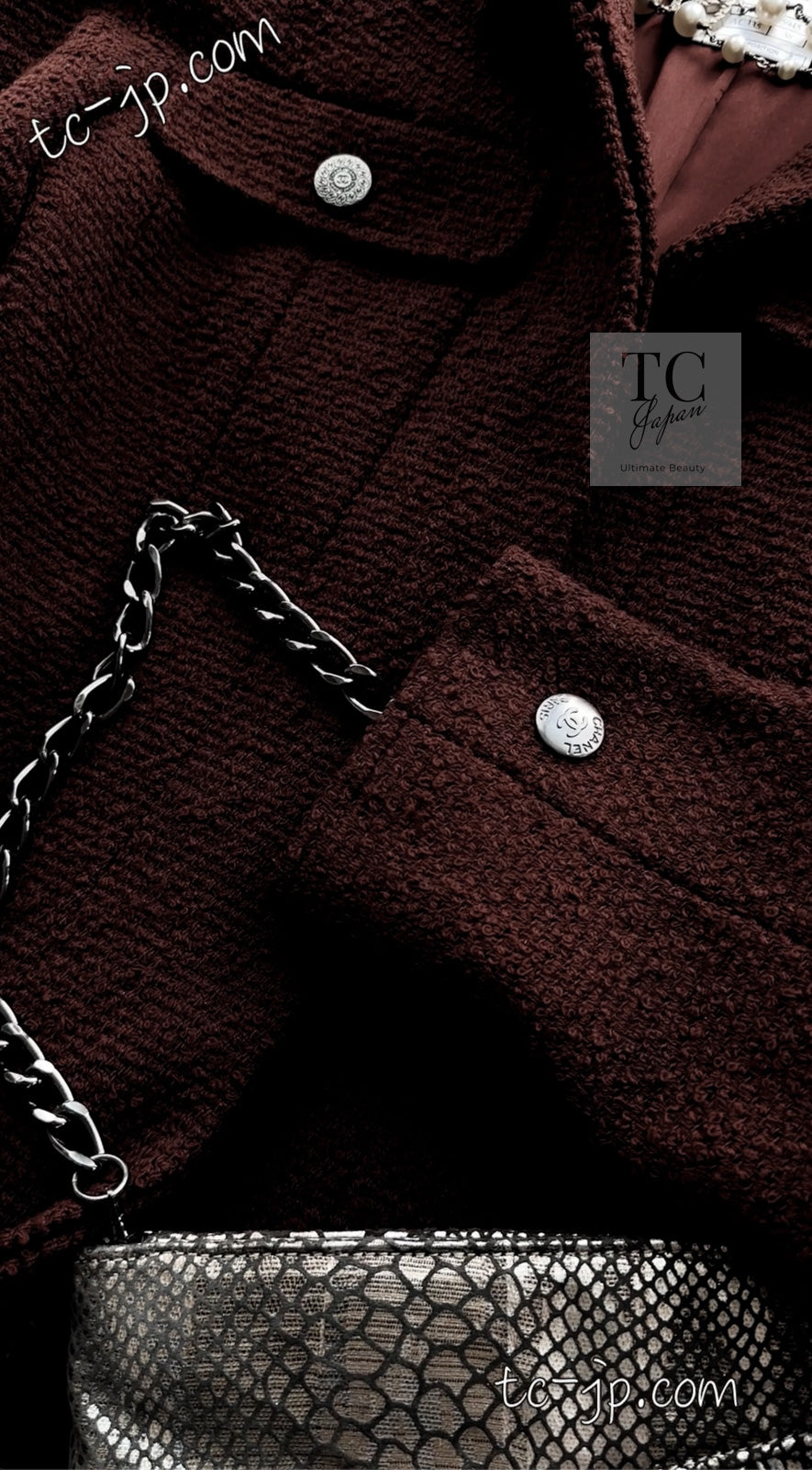 CHANEL 97A Vintage Choco Brown Wool Tweed Jacket 36 38 シャネル ヴィンテージ チョコ ブラウン ウール ツイード ジャケット 即発