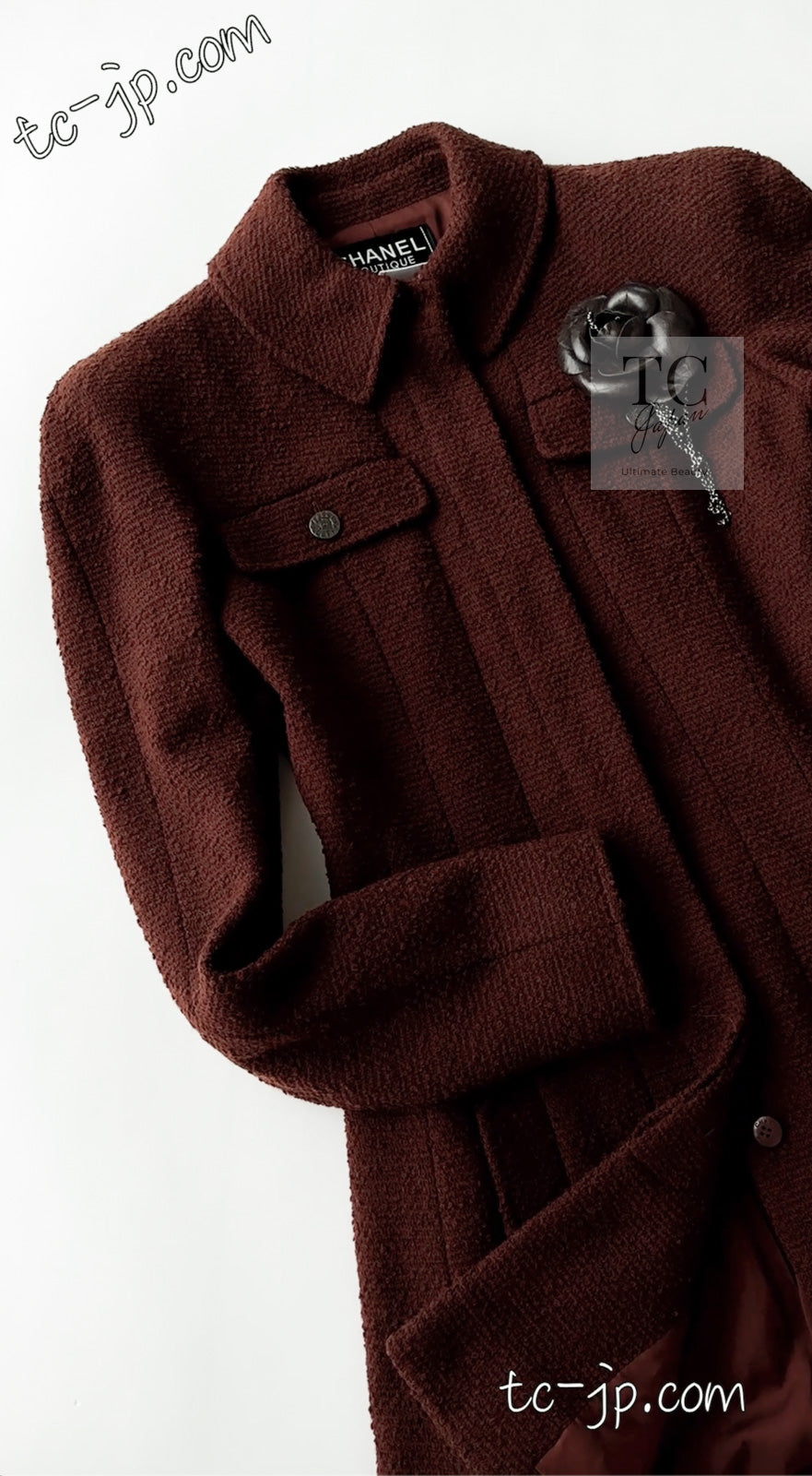 CHANEL 97A Vintage Choco Brown Wool Tweed Jacket 36 38 シャネル ヴィンテージ チョコ ブラウン ウール ツイード ジャケット 即発