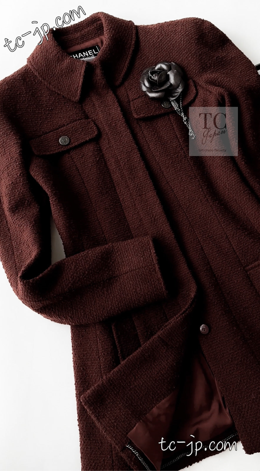 CHANEL 97A Vintage Choco Brown Wool Tweed Jacket 36 38 シャネル ヴィンテージ チョコ ブラウン ウール ツイード ジャケット 即発