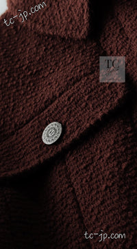 CHANEL 97A Vintage Choco Brown Wool Tweed Jacket 36 38 シャネル ヴィンテージ チョコ ブラウン ウール ツイード ジャケット 即発