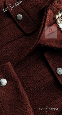 CHANEL 97A Vintage Choco Brown Wool Tweed Jacket 36 38 シャネル ヴィンテージ チョコ ブラウン ウール ツイード ジャケット 即発