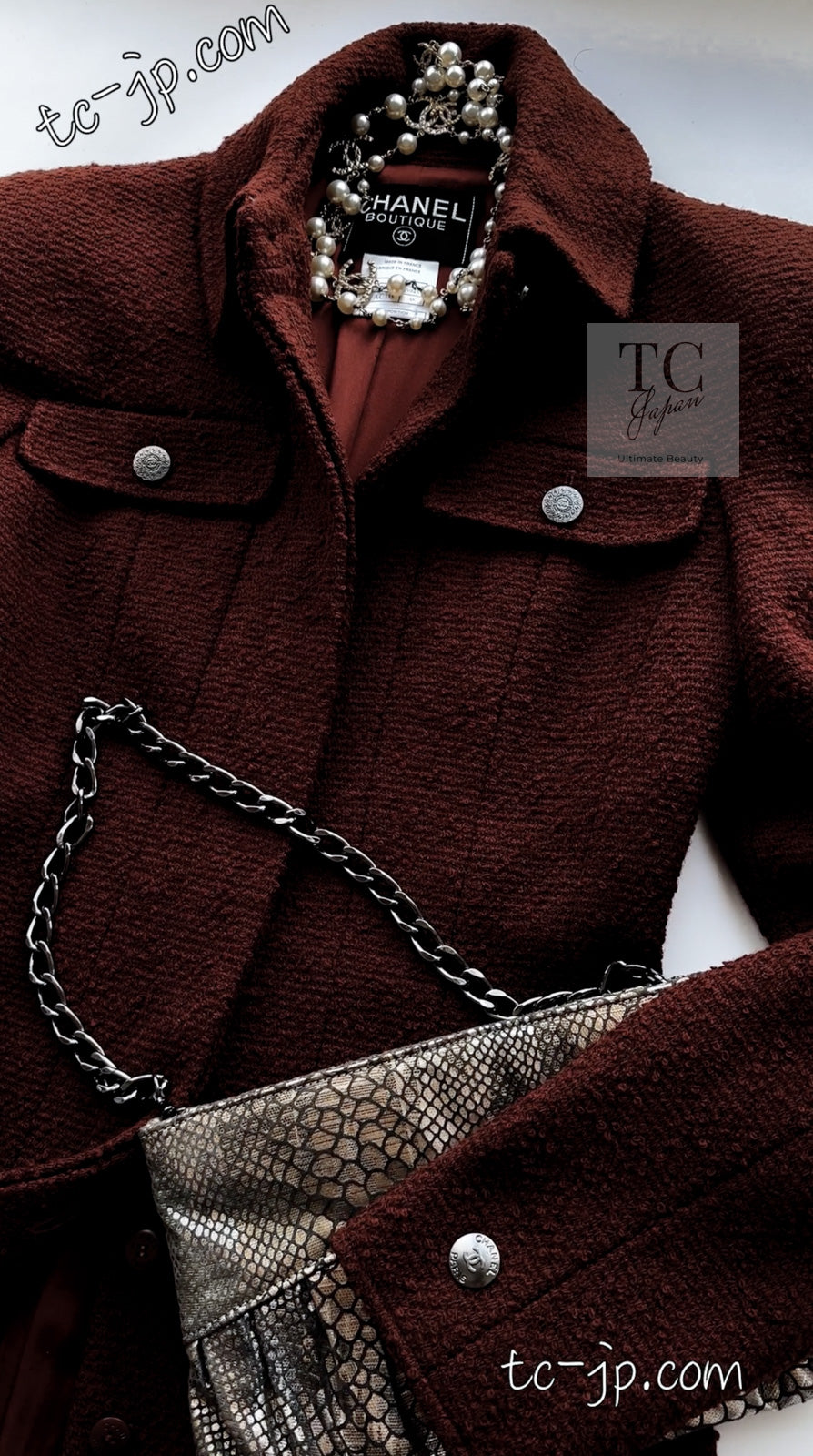 CHANEL 97A Vintage Choco Brown Wool Tweed Jacket 36 38 シャネル ヴィンテージ チョコ ブラウン ウール ツイード ジャケット 即発