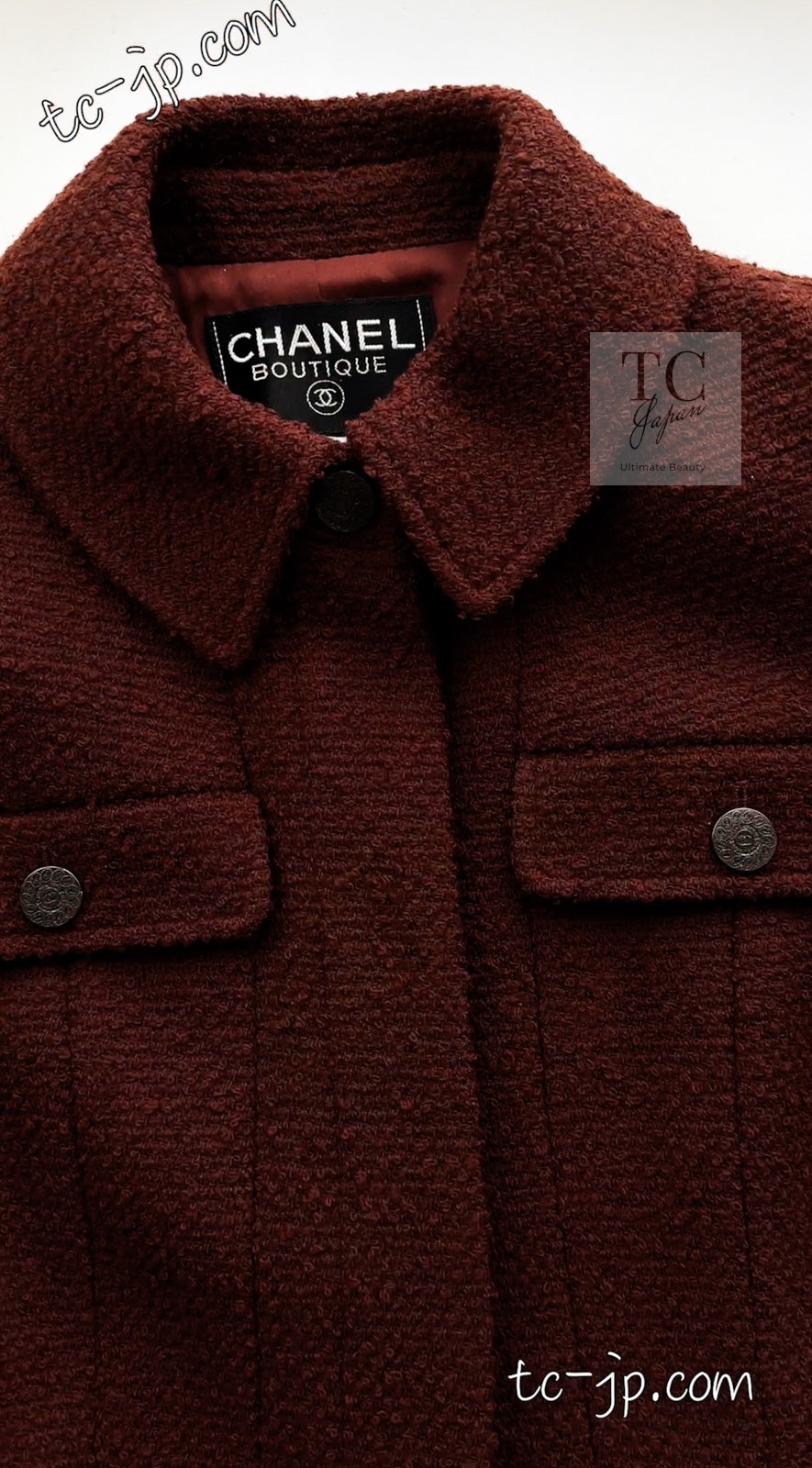 CHANEL 97A Vintage Choco Brown Wool Tweed Jacket 36 38 シャネル ヴィンテージ チョコ ブラウン ウール ツイード ジャケット 即発