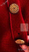 CHANEL 92A Vintage Red Gold Buttons Cotton Tweed Jacket 42 シャネル ヴィンテージ レッド ゴールド ボタン コットン ツイード ジャケット 即発