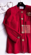 CHANEL 92A Vintage Red Gold Buttons Cotton Tweed Jacket 42 シャネル ヴィンテージ レッド ゴールド ボタン コットン ツイード ジャケット 即発