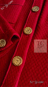 CHANEL 92A Vintage Red Gold Buttons Cotton Tweed Jacket 42 シャネル ヴィンテージ レッド ゴールド ボタン コットン ツイード ジャケット 即発
