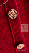CHANEL 92A Vintage Red Gold Buttons Cotton Tweed Jacket 42 シャネル ヴィンテージ レッド ゴールド ボタン コットン ツイード ジャケット 即発