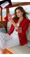 CHANEL 92A Vintage Red Gold Buttons Cotton Tweed Jacket 42 シャネル ヴィンテージ レッド ゴールド ボタン コットン ツイード ジャケット 即発