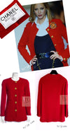 CHANEL 92A Vintage Red Gold Buttons Cotton Tweed Jacket 42 シャネル ヴィンテージ レッド ゴールド ボタン コットン ツイード ジャケット 即発