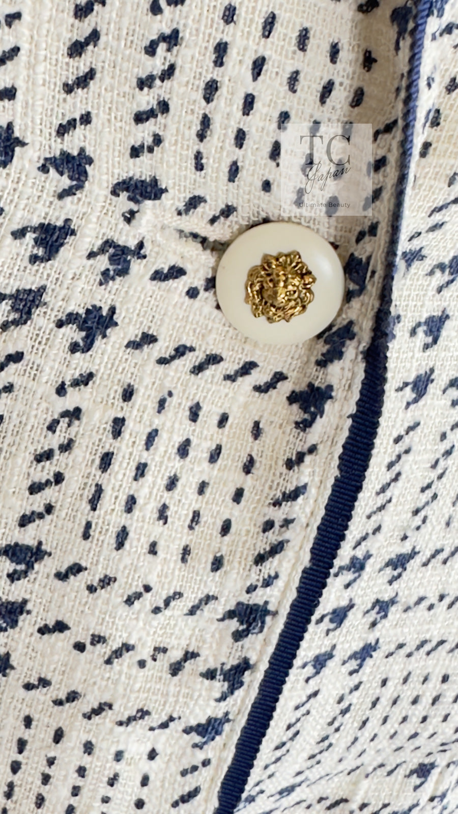 CHANEL 80's Vintage White Navy Silk Jacket Skirt Suit 34 シャネル ヴィンテージ ホワイト ネイビー シルク ジャケット スカート スーツ 即発