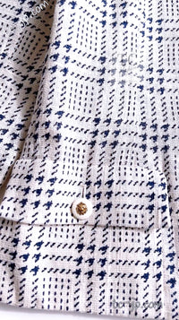 CHANEL 80's Vintage White Navy Silk Jacket Skirt Suit 34 シャネル ヴィンテージ ホワイト ネイビー シルク ジャケット スカート スーツ 即発
