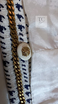 CHANEL 80's Vintage White Navy Silk Jacket Skirt Suit 34 シャネル ヴィンテージ ホワイト ネイビー シルク ジャケット スカート スーツ 即発