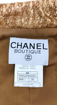 CHANEL 96A Vintage Brown Olive Beige Gold Gripox Button Tweed Jacket Dress Setup 34 38 シャネル ヴィンテージ ブラウン オリーブ ベージュ ゴールド襟 グリポワ宝石ボタン ジャケット ワンピース セットアップ 即発