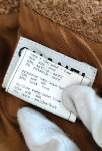 CHANEL 96A Vintage Brown Olive Beige Gold Gripox Button Tweed Jacket Dress Setup 34 38 シャネル ヴィンテージ ブラウン オリーブ ベージュ ゴールド襟 グリポワ宝石ボタン ジャケット ワンピース セットアップ 即発