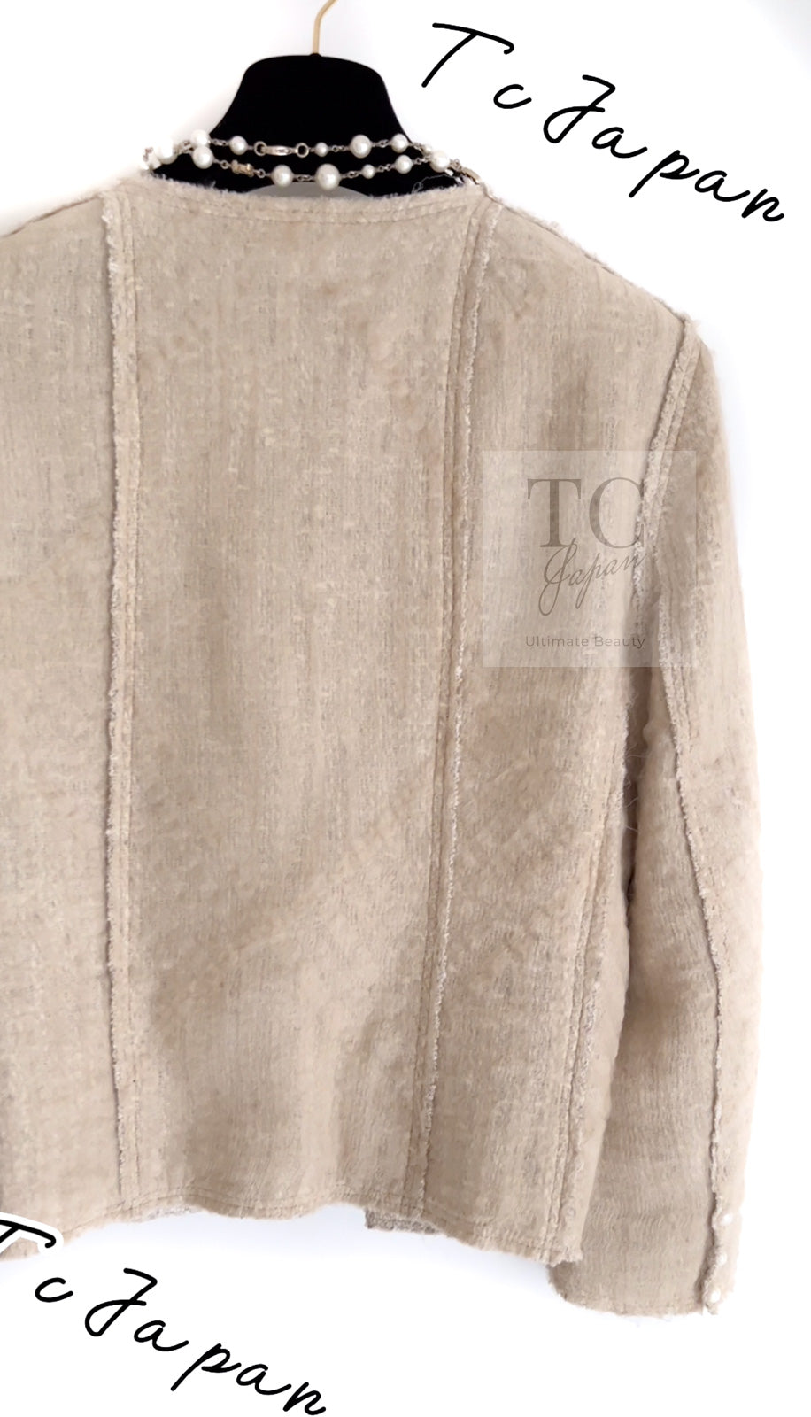 CHANEL 03S Beige Silk Cropped Cardigan Jacket 36 シャネル ベージュ シルク クロップド カーディガン ジャケット 即発