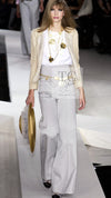 CHANEL 03S Beige Silk Cropped Cardigan Jacket 36 シャネル ベージュ シルク クロップド カーディガン ジャケット 即発