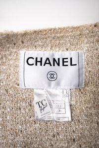 CHANEL 03S Beige Silk Cropped Cardigan Jacket 36 シャネル ベージュ シルク クロップド カーディガン ジャケット 即発