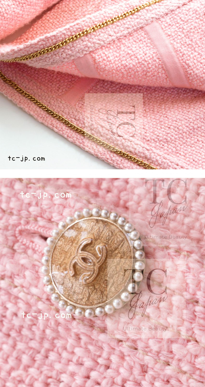 CHANEL 16C Pink CC Pearl Buttons Cotton Collarless Jacket 34 シャネル 一番人気 ピンク CC パール ボタン コットン ノーカラー ジャケット 即発