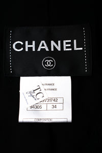 CHANEL 12S Black CC Silver Logo Cotton Tweed Jacket 34 36 38 シャネル ブラック CCロゴ シルバー刺繍 コットン ツイード ジャケット 即発