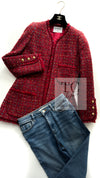 CHANEL 90A Vintage Red Wool Mohair Gold Button Jacket Coat 40 42 シャネル ヴィンテージ レッド ウール モヘア ゴールド CCロゴボタン ジャケット コート 即発