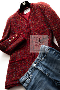 CHANEL 90A Vintage Red Wool Mohair Gold Button Jacket Coat 40 42 シャネル ヴィンテージ レッド ウール モヘア ゴールド CCロゴボタン ジャケット コート 即発