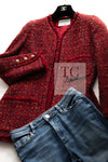 CHANEL 90A Vintage Red Wool Mohair Gold Button Jacket Coat 40 42 シャネル ヴィンテージ レッド ウール モヘア ゴールド CCロゴボタン ジャケット コート 即発