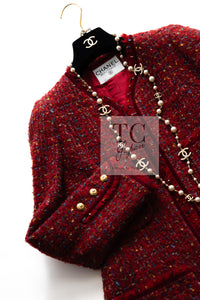 CHANEL 90A Vintage Red Wool Mohair Gold Button Jacket Coat 40 42 シャネル ヴィンテージ レッド ウール モヘア ゴールド CCロゴボタン ジャケット コート 即発